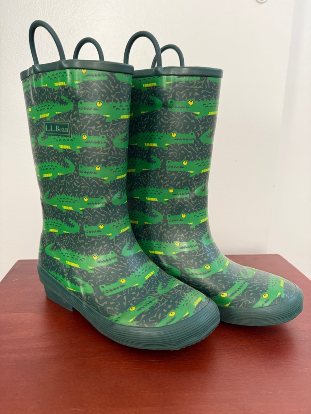 L.L. Bean Kids' Rain Boots - Dark Green Alligator Print